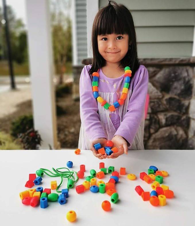 BMTOYS Lacing Beads for Kids - 70pcs Threading Beads Occupational Therapy Toys for Kids Fine Motor Skills Developmental Activity OT Toys - Image 6