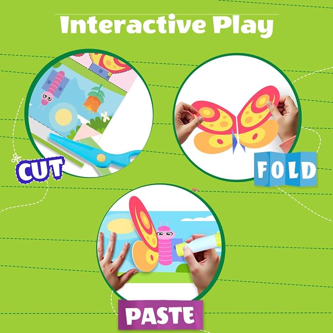 Toddler Scissor Skills Activity Book, Fun Arts and Crafts for Kids 4-6, Preschool Learning Toys Fine Motor Skill Cutting Art kit, 2 Safety Scissors, Birthday Gifts for Girls & Boys Ages 3, 4, 5, 6, 7 - Image 5