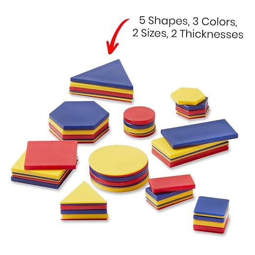 hand2mind Plastic Attribute Blocks Student Kit, Geometry Set, Preschool Learning, Manipulatives for Preschool, Montessori Math, Shapes for Toddlers, Home Schooling Materials Pre-K (Set of 60 Blocks) - Image 4