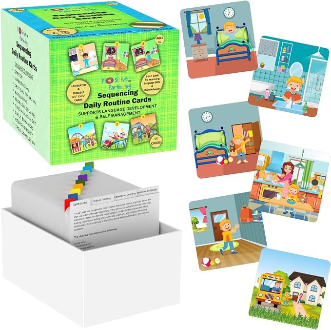 Sequencing Daily Routine Conversation Cards | Learning Material for Social Skills & Emotional Intelligence| Speech Therapy Resources | Articulation, ESL & Storytelling Cards | Sequencing Card Game by PositiveParening