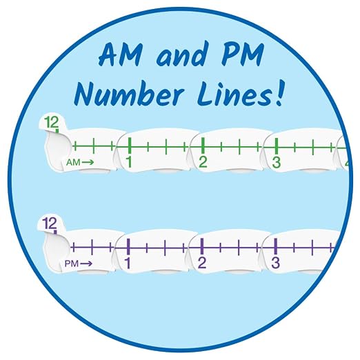 hand2mind Advanced NumberLine Clock, Learn to Tell Time, Analog Clock for Kids Learning, Number Line for Kids, Teaching to Tell Time, Math Manipulatives (Set of 1) - Image 3