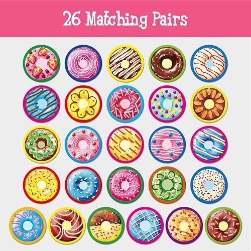 Hebayy 52 PCS Donut Matching Game, 26 Designs Dessert Cards Engaging Food Memory Game, Educational Learning Toys for Preschool 4 5 6 Years Old - Image 4