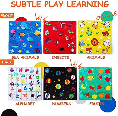 teytoy My First Baby Tissue Box, Soft Stuffed High Contrast Crinkle Montessori Square Sensory Toys Juggling Rainbow Dance Scarves for Toddler, Infants, Newborns and Kids Educational Preschool Learning - Image 2