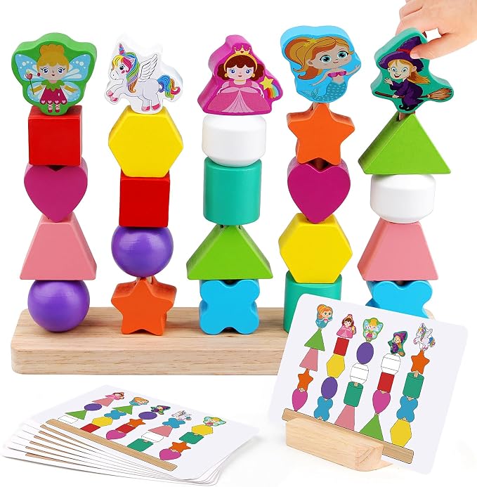 Vinlon Montessori Toys for Toddlers 2 3 4 Years Old -Princess Unicorn Fairy Mermaid Shapes Sorting Stacking Vivid Colors, Early Learning Educational Toys Easter Basket Stuffers Valentine's Day Gift by Vinlon
