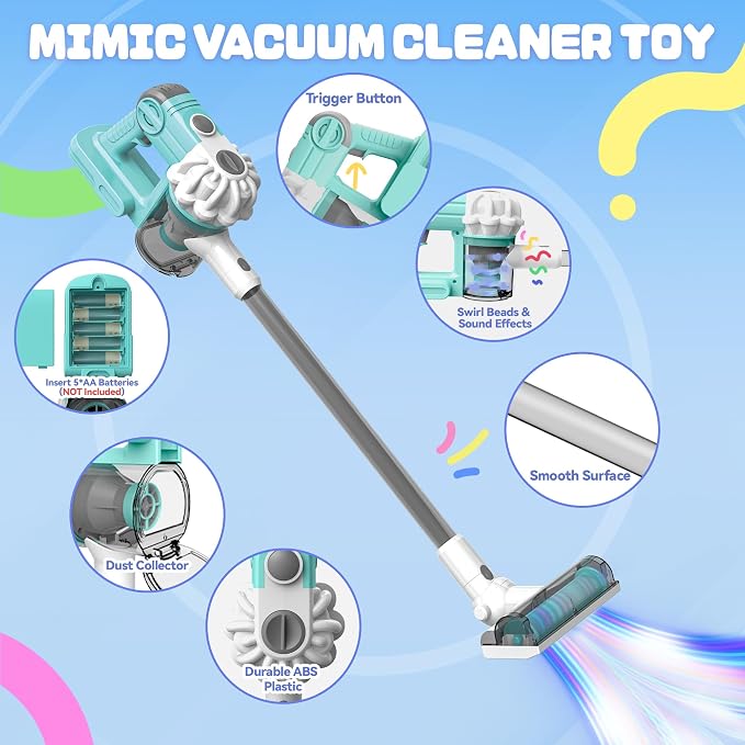 SMILESSKIDDO 3-in-1 Kids Vacuum that Really Works, Toy Vacuum for Kids - Image 7