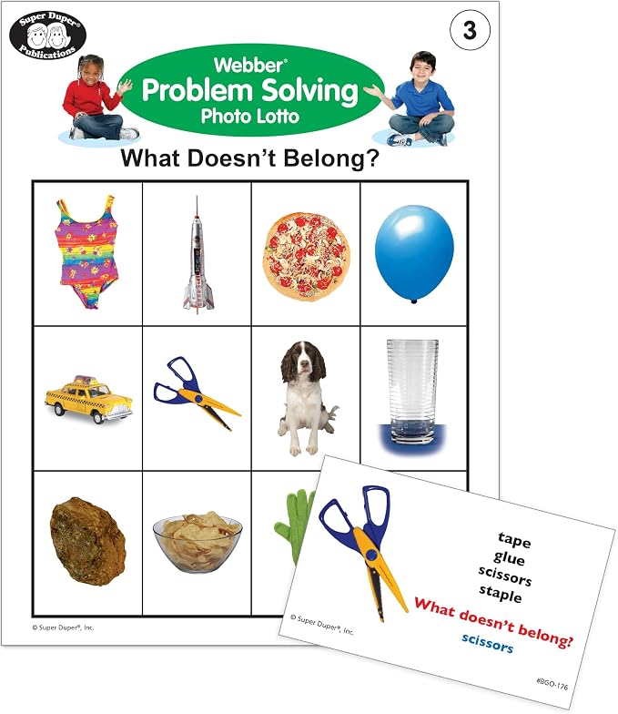 Super Duper Publications | Webber® Problem Solving Bingo, Inferencing, Sequencing, Analogies, Classifying, Predicting, and What Doesn't Belong Cards | Educational Resource for Children - Image 4