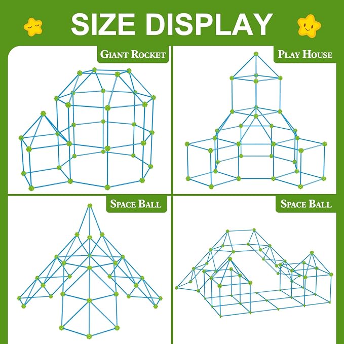 SpringFlower Fort Building Kit for Kids,STEM Construction Toys, Educational Gift for 3 4 5 6 7 8 9 10 11 12 Years Old Boys and Girls,Ultimate Creative Set for Indoor & Outdoors Activity,200 Pcs,Green - Image 3