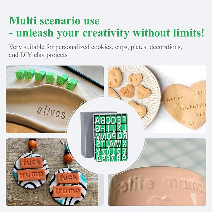 Alphabet Stamps Set for Clay Pottery - Polymer Clay Tools, Uppercase and Lowercase Alphabet Number Symbols Small Press Fondant Embosser DIY Cookie Stamps (Uppercase Alphabet & Numbers)