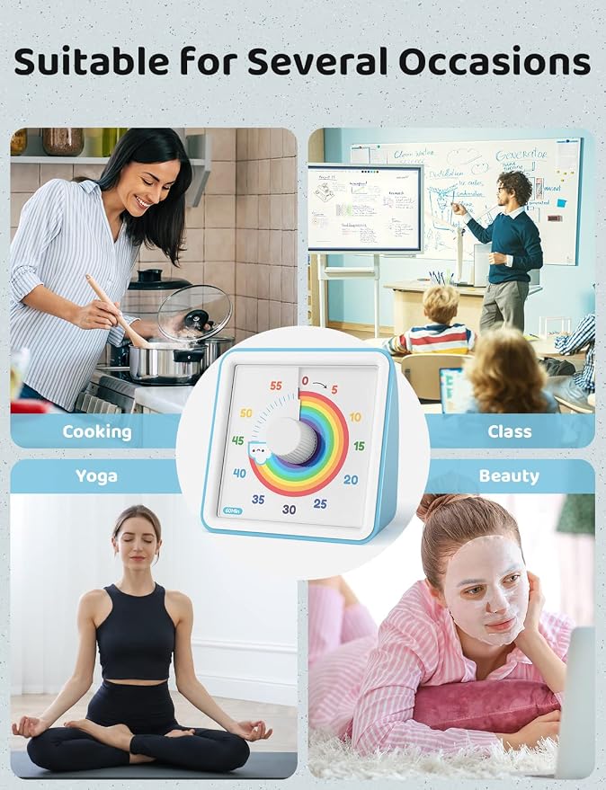LIORQUE Visual Timer for Kids, 60 Minute Rainbow Countdown Timer, Blue - Image 7