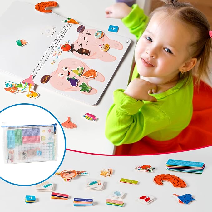 Freebear Montessori Busy Book for Kids, Human Body Anatomy Book for Toddlers, Preshool Kindergarten Learning Activities, Autism Sensory Toys, Travel Toys, Gifts for Girls and Boys 4 5 6 7 8 Years - Image 6