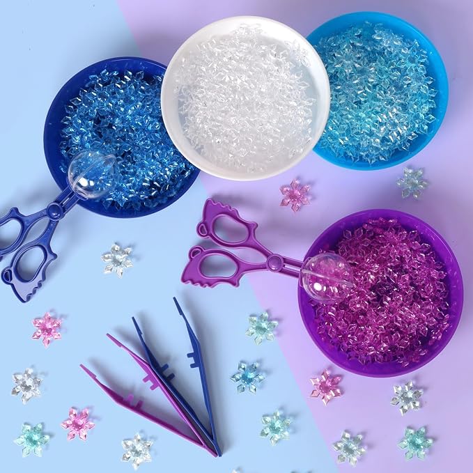 208 Pcs Winter Frozen Sensory Bin Items Winter Acrylic Snowflake Counting Sorting Sensory Bin Filler Frozen Snowflake Counts Decor - Image 3
