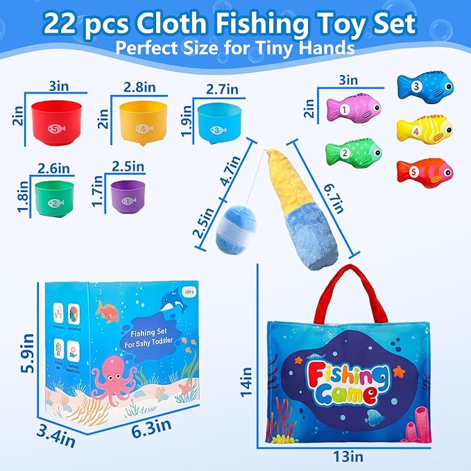 Montessori Fishing Toy for Toddler: 22Pcs Learning Set with Stacking Cups - Image 7
