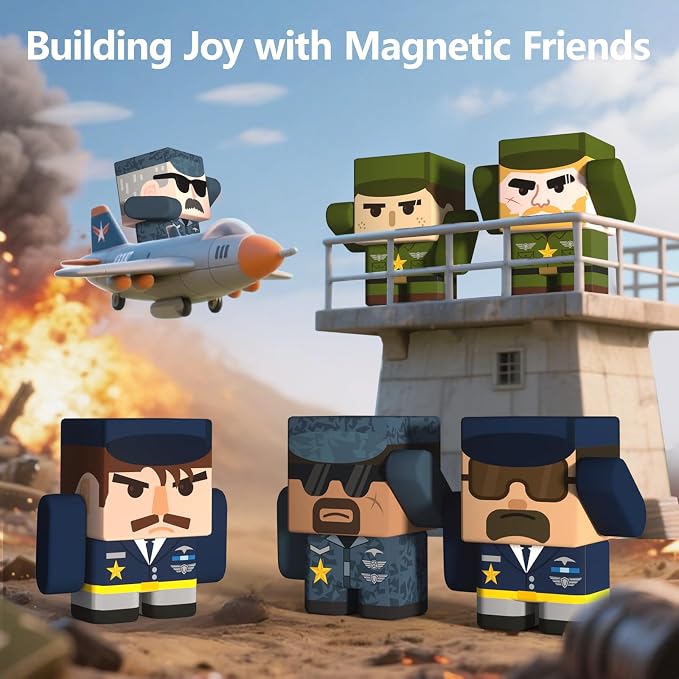 GobiDex 6PCS Magnetic Army Men, Compatible with Magnetic Building Blocks - Image 3