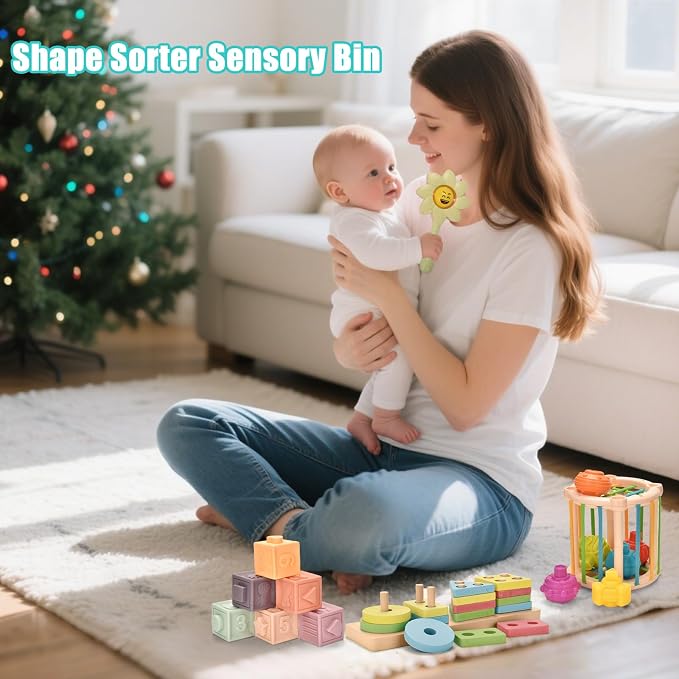 Baby Toys 6 to 12 Months 9 in 1 Montessori Teething Toys Sorting Sensory Educational Learning Gift for Toddlers Aged 1-3 - Image 8