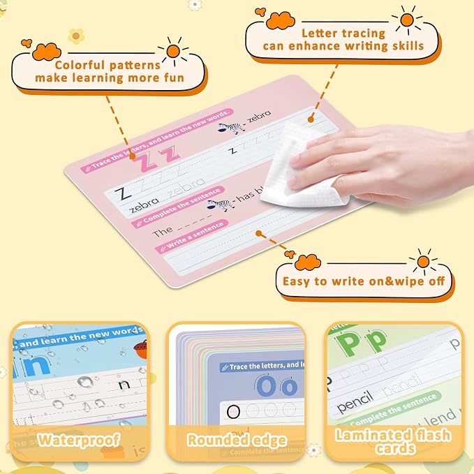 Alphabet & Number Practice Dry Erase Sheets A-Z Letters & Numbers 1-10 | Perfect for Preschool, Homeschool & Kindergarten - Image 6