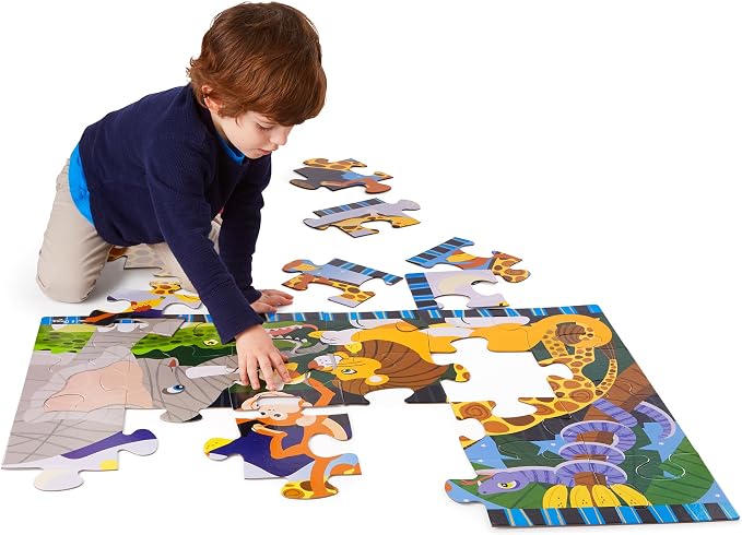 Melissa & Doug Safari Social Jumbo Floor Puzzle (24 Pieces, 2 x 3 Feet), Jigsaw Puzzle for Preschoolers and Kids Ages 3+ - FSC Certified - Image 9
