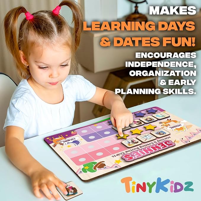 Wooden Chore Chart for Kids Visual Schedule, Routine Chart for Kids, Morning Bedtime Routine Chart for Toddlers Ages 2-4, Daily Kids Schedule Board for Home (13) - Image 5