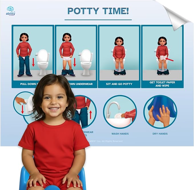 KIARES Potty Training Chart for Toddlers, Visual Bathroom Routine Poster for Kids, Helps Children Gain Independence & Confidence, Toilet Training (Latina Girl) by Kiares