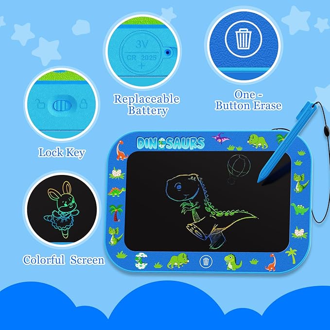 LCD Writing Tablet for Kids,12Inch Colorful Reusable Erasable Electronic Toddler Doodle Board Drawing Tablet Pads,Educational Learning Toys, Gifts for 3 4 5 6 7 8 Year Old Boys (DarkBlue-12IN)