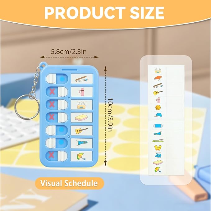 6 Pcs Portable Visual Schedule Keychain Checklist for Kids with Planning Sticker, Reminder Board Chore Chart ADHD Tools for Kids Adults for Daily Task Weekly Planning Memo Checklist Boards - Image 2