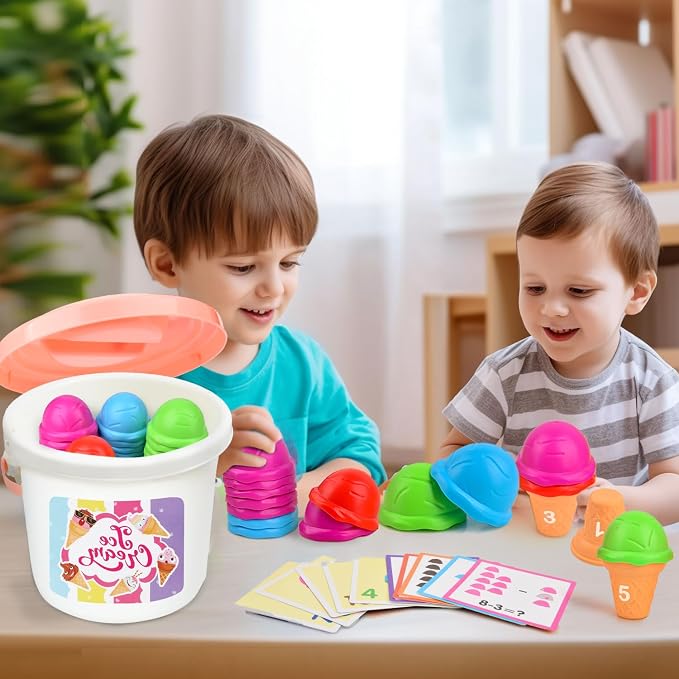 Ice Cream Toy Counting and Color Sorting Set for Toddlers, Montessori Preschool Kindergarten Learning Activities Fine Motor Skill Toys, Number Math Games Learning Toy Gifts for Kids Boys Girls Age 3-5 - Image 6