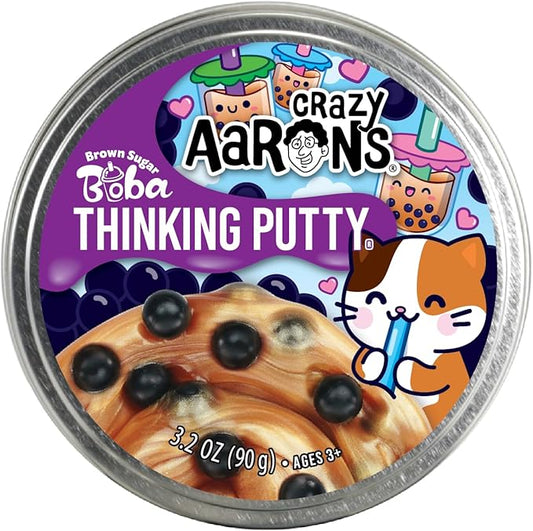 Crazy Aaron's Thinking Putty® - Brown Sugar Boba - Sensory Putty for Kids and Grown ups in a 4" Tin - Creative and Endless Fun, Stress Relief Therapy Toys, Never Dries Out - Made in USA