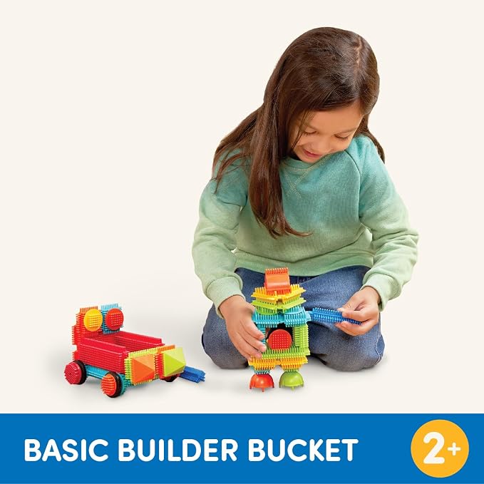 Battat Bristle Blocks Basic Builder Bucket, 50-Piece Building Toys, Playset - Image 6