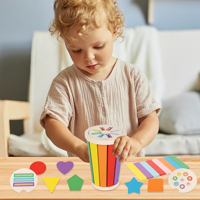 nunukuids Montessori Toys for 1+ Wooden Color Sorting Toys for Toddlers 1-3 Year Old Toddlers Fine Motor Skills Development Color Sorting Fun - Image 8