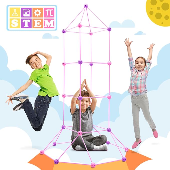 Kids Fort Building Kit 120 Pieces Construction STEM Toys for 5 6 7 8 9 10 11 12 Years Old Boys and Girls Ultimate Forts Builder Gift Build DIY Educational Learning Toy for Indoor Outdoor - Image 2