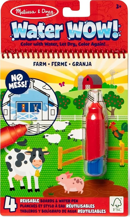 Melissa & Doug Water Wow! Mess Free Coloring Book, Reusable Water-Reveal Activity Pad, On The Farm, Travel Toys, Party Favors, for Toddlers & Kids Ages 3+ by Unknown