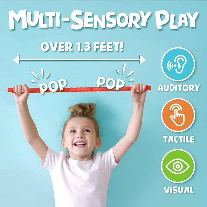 BUNMO Stocking Stuffers for Kids - Pop Tubes - Sensory Toys - Toddler Toys - Imaginative Play & Stimulating Creative Learning - Stocking Stuffers for Toddlers - 8 Pack Small