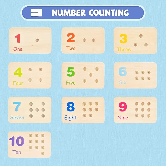 Wooden Montessori Number Blocks for Kids, Counting Peg Board for Kids Age 3 4 5,Preschool Learning Toys,Ideal for Kids 3 4 5 Years Old - Image 2