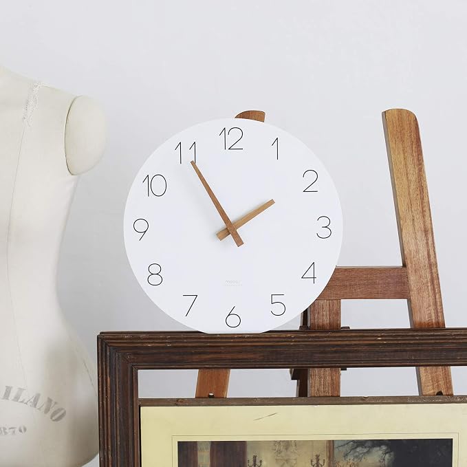 mooas Flatwood Wall Clock, 12" Analog Wall Clock, Silent Non-Ticking - Image 9