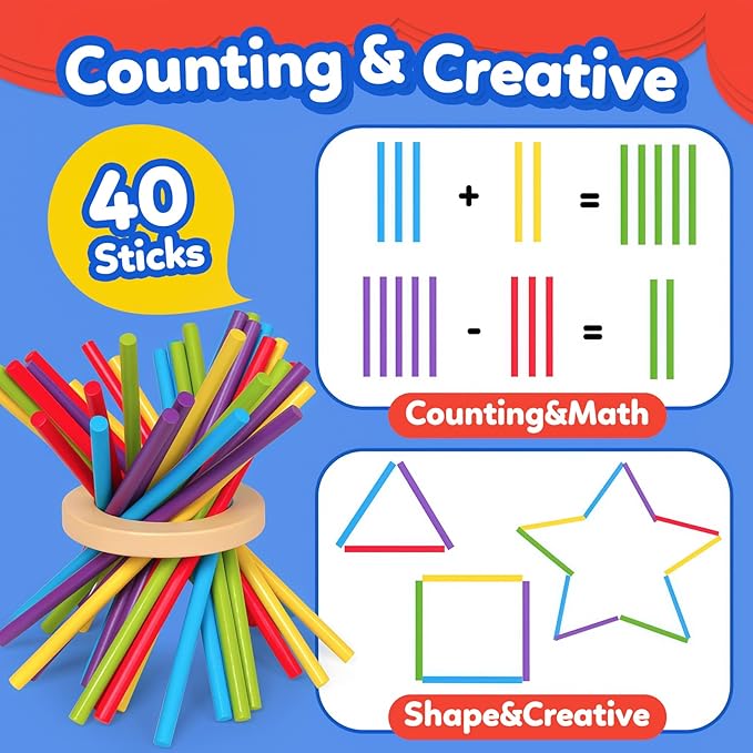 ROOCHKD Wooden Sorting Toy Montessori Color & Shape Sorter Class Activity Toddlers Fine Motor Game for Colors and Shapes Recognition, Birthday Thank You Gifts for Boys and Girls (Wood Sorting Tower)