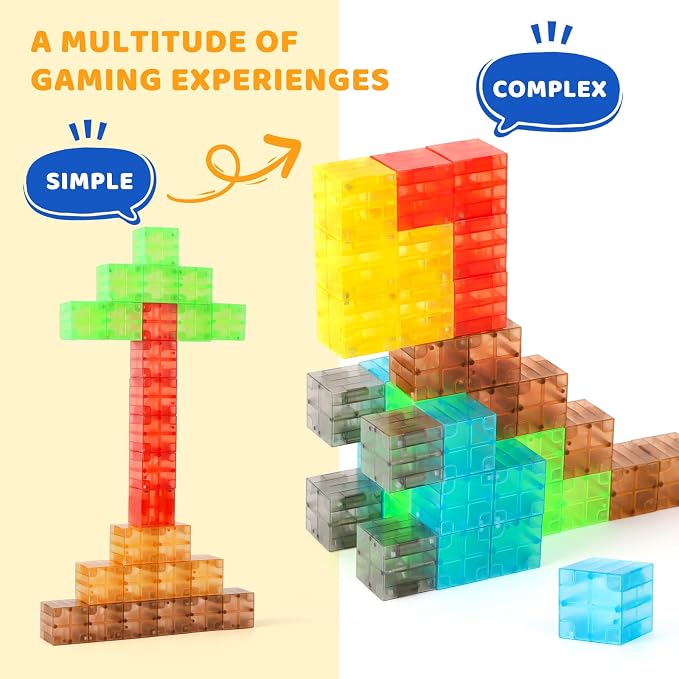 ZHENFINITY 100PCS Colorful Magnetic Building Blocks, STEM Construction Toy - Image 6