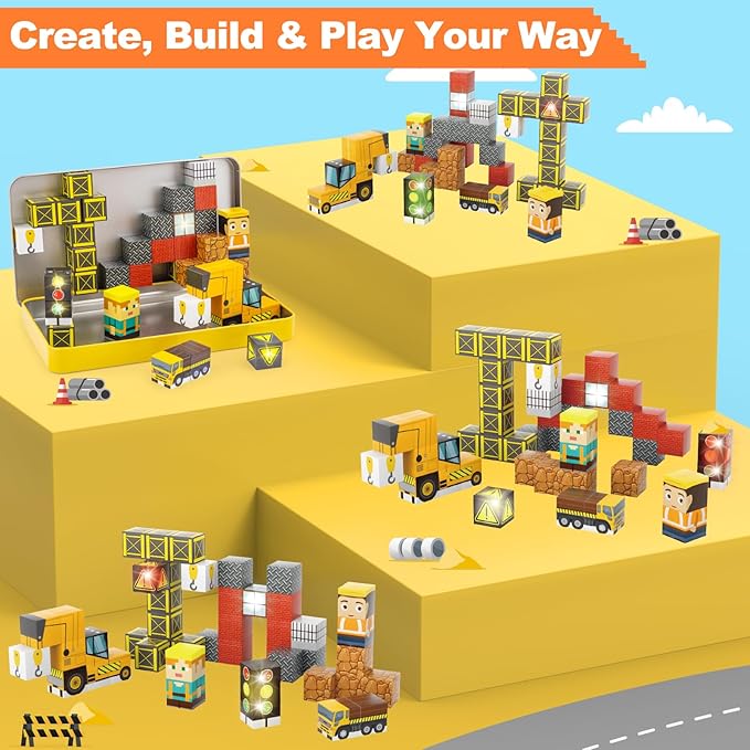Travel Magnetic Blocks 45 PCS Mini Building Cubes with Case Construction - Image 5