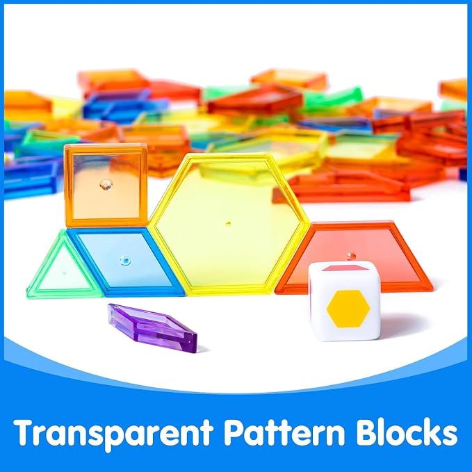 140 Pcs Translucent Pattern Blocks, Geometric Shapes Toys - Image 5