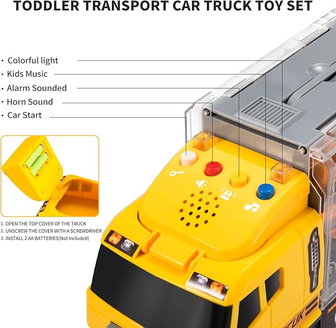 Toddler Toys for 3-9 Years Old Boys, Construction Toys Car Transport Vehicle W/Play Mat, Die-cast Alloy Engineering Vehicle Gifts for Age 3 4 5 6 Kids Child Boys Girls Birthday Party Favor