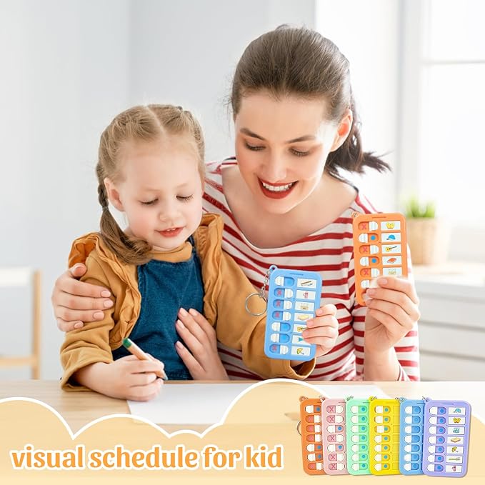 6 Pcs Portable Visual Schedule Keychain Checklist for Kids with Planning Sticker, Reminder Board Chore Chart ADHD Tools for Kids Adults for Daily Task Weekly Planning Memo Checklist Boards - Image 3