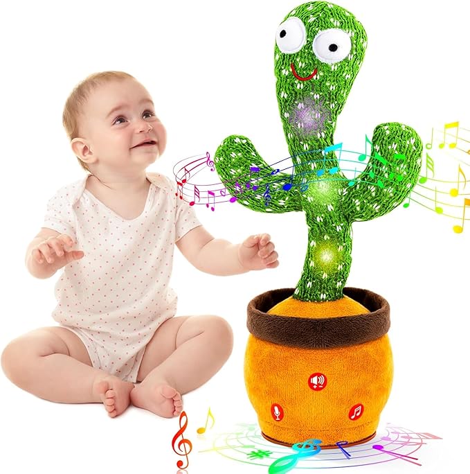 Ayeboovi Dancing Talking Cactus Baby Toys, Interactive Toy Repeating Records What You Say, Volume Adjustable Singing Cactus Toddler Toys with 120 Songs, Stocking Stuffers for Kids