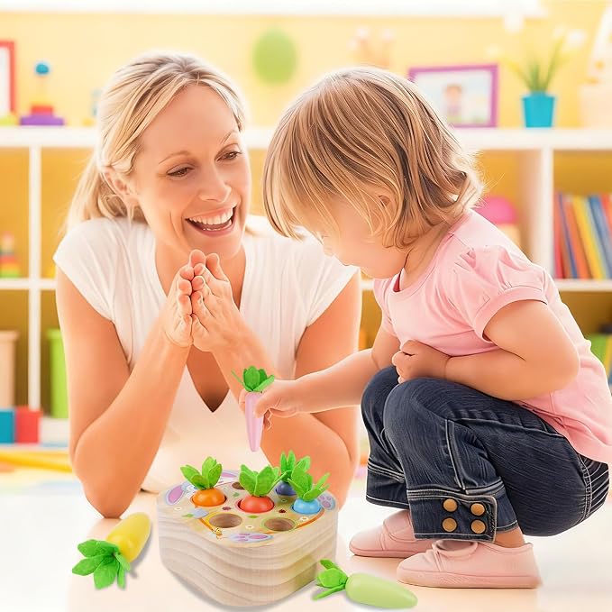 Montessori Toys for 2 3 Year Old Toddlers | Wooden Carrot Harvest Game - Image 6