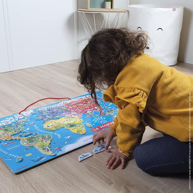 Janod J05500 Wooden Magnetic World Map Puzzle 92 Pieces, French Version - Image 6