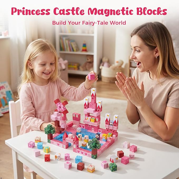 3 otters 150PCS Magnetic Blocks, with a Storage Bag, Princess Castle - Image 2