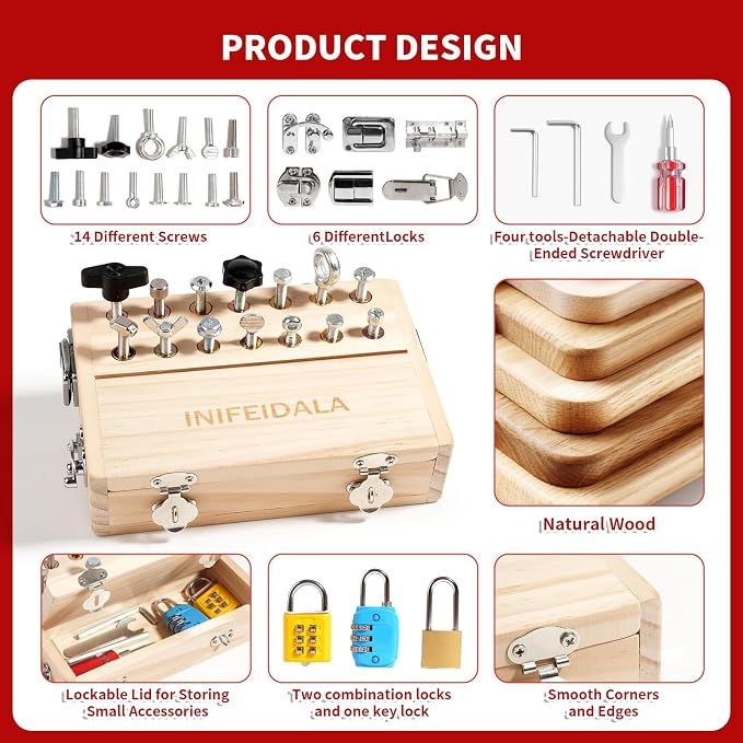 INIFEIDALA Montessori Busy Board Toys for 3 4 5 6 Year Olds - Image 5