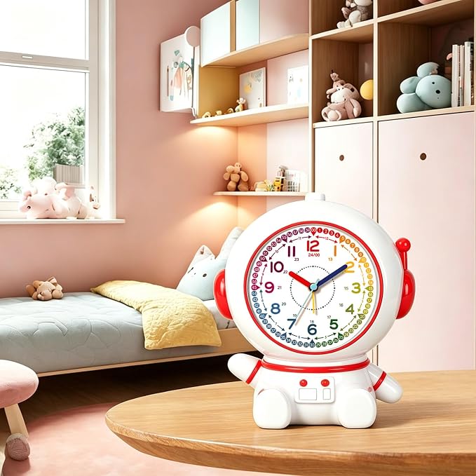 Analog Alarm Clock for Kids with Snooze and Nightlight, Cute Aatro Tabletop Lamp, Ring Alarm/Music Alarm Loud for Bedroom, Battery Powered,Kids’ Time Learning Perfect for Boys Girls Gifts - Image 8
