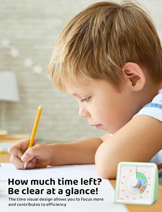 LIORQUE Visual Timer for Kids, 60 Minute Countdown Timer, Light Green - Image 2