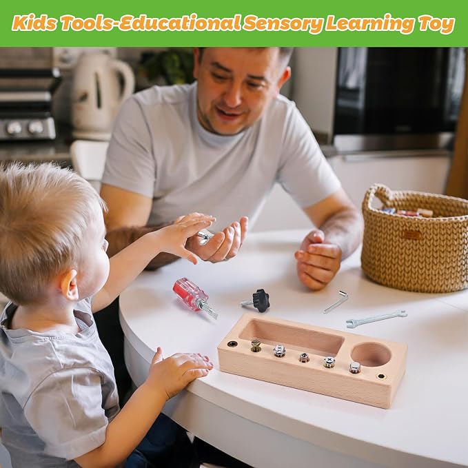 Montessori Screwdriver Board Set, Montessori Toys for 3 4 5 Year Old, Wooden Screw Driver Activities Tools, Fine Motor Skills Preschool Learning Sensory Toy - Image 6