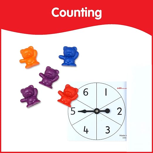 edxeducation Counting Bears with Matching Bowls, 60 Bears + Bonus Spinners - Image 3