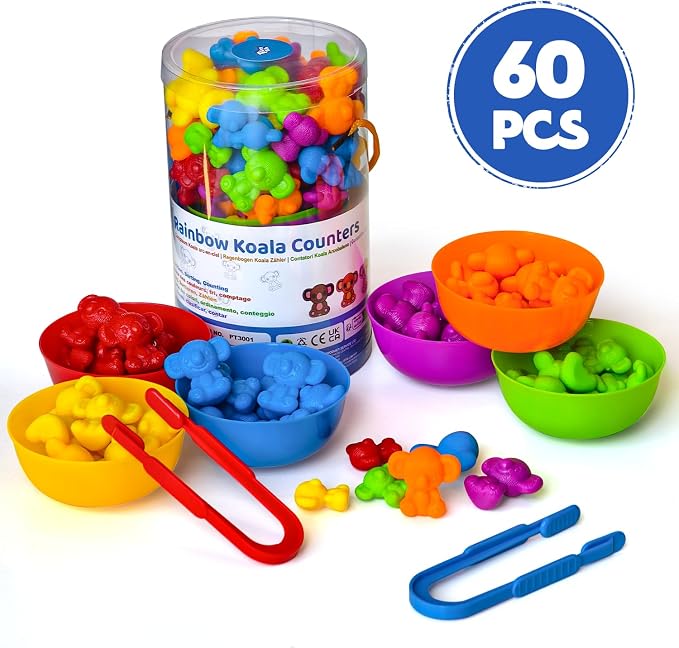 Pairez Toys Counting Toy for Toddlers, 60 Koala Counters with Sorting Bowls - Image 2