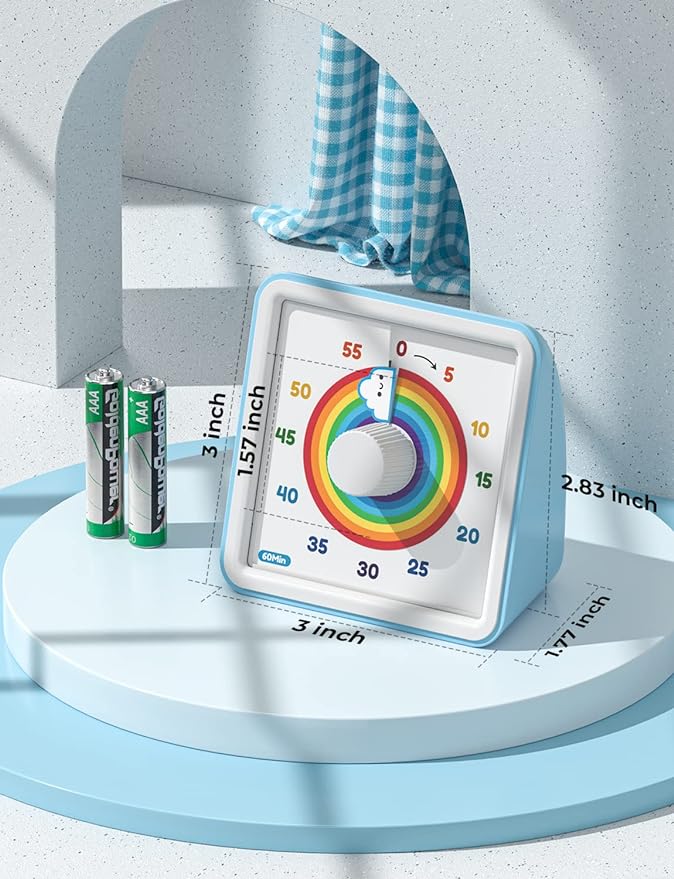 LIORQUE Visual Timer for Kids, 60 Minute Rainbow Countdown Timer, Blue - Image 6